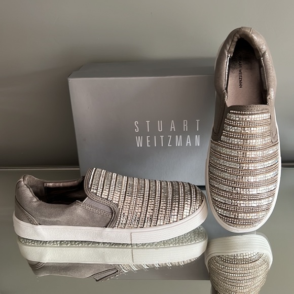 Girls Stuart Weitzman crystal embellished slip on sneakers - Picture 2 of 3
